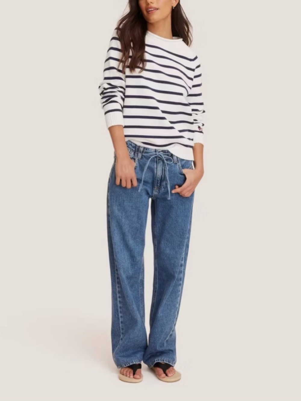 Parke x Target Wide-Leg High-Rise Jeans with Tie Waist. Womens size 14